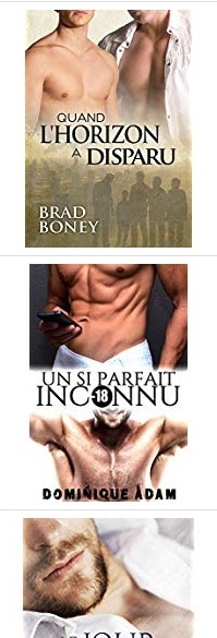 Trois couvertures de romans MM représentant des hommes dénudés.